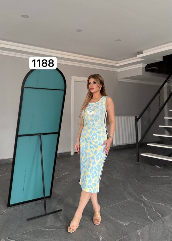 Tropical Leaf Print Sleeveless Midi Sporty Dress