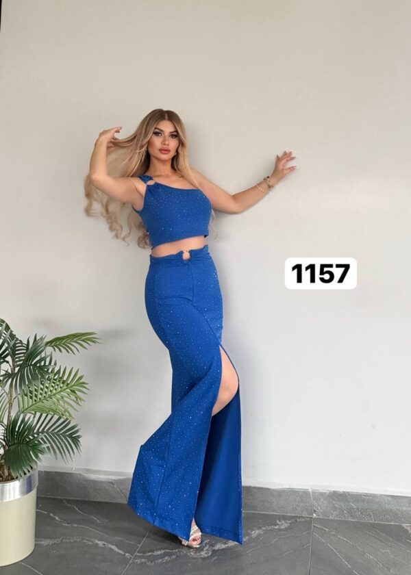 Elegant One-Shoulder Top and Maxi Skirt Set