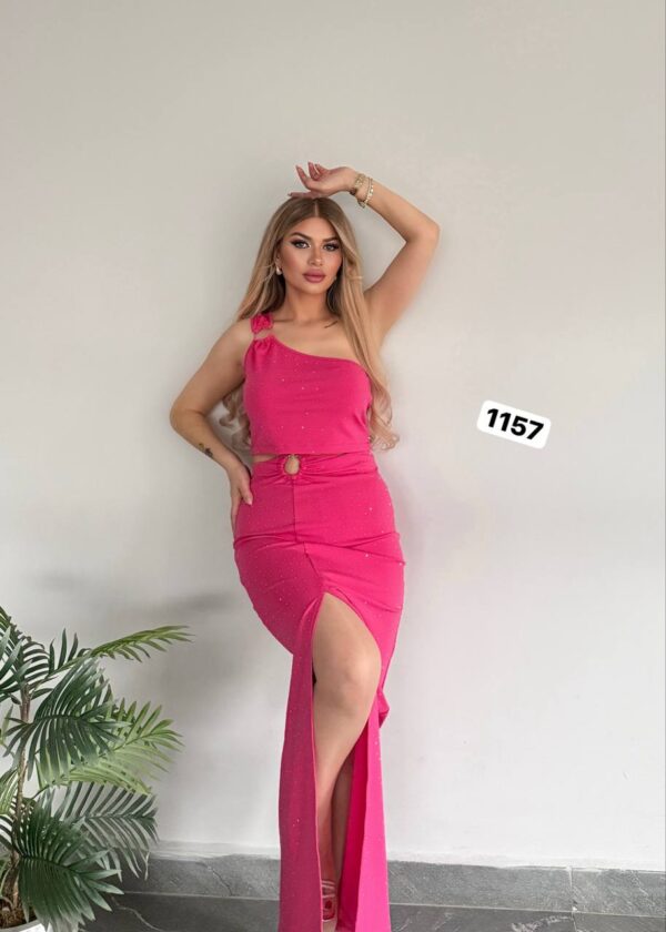 Elegant One-Shoulder Top and Maxi Skirt Set