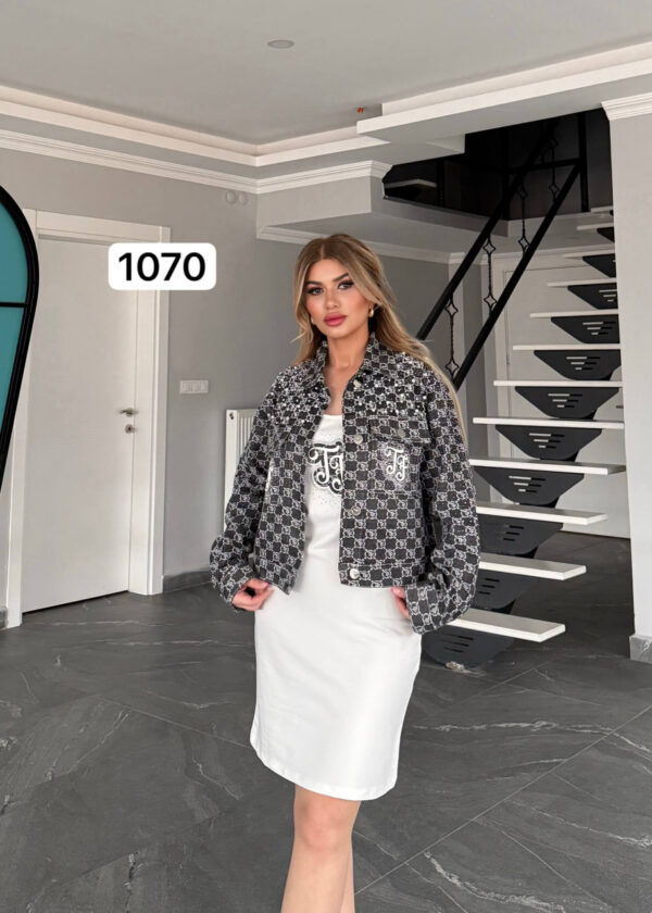 Pearl-Accented Monogram Denim Jacket