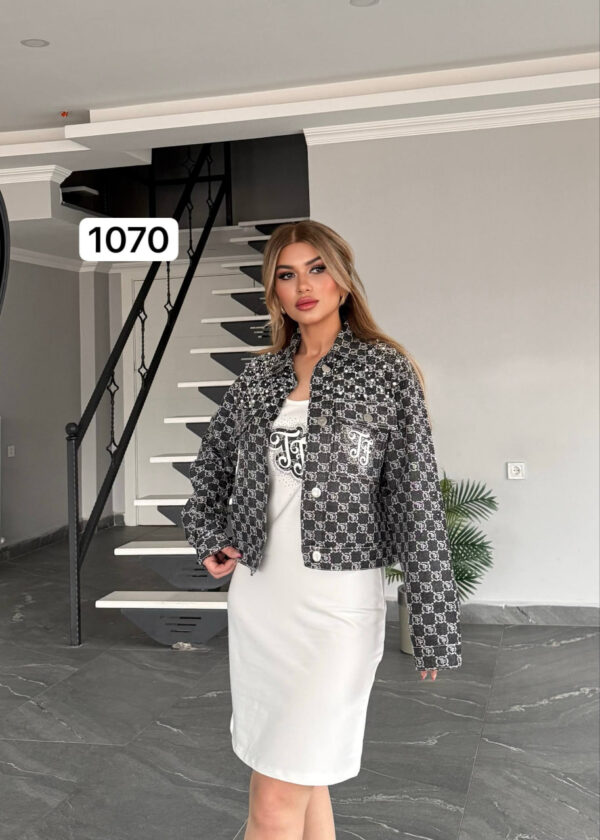 Pearl-Accented Monogram Denim Jacket