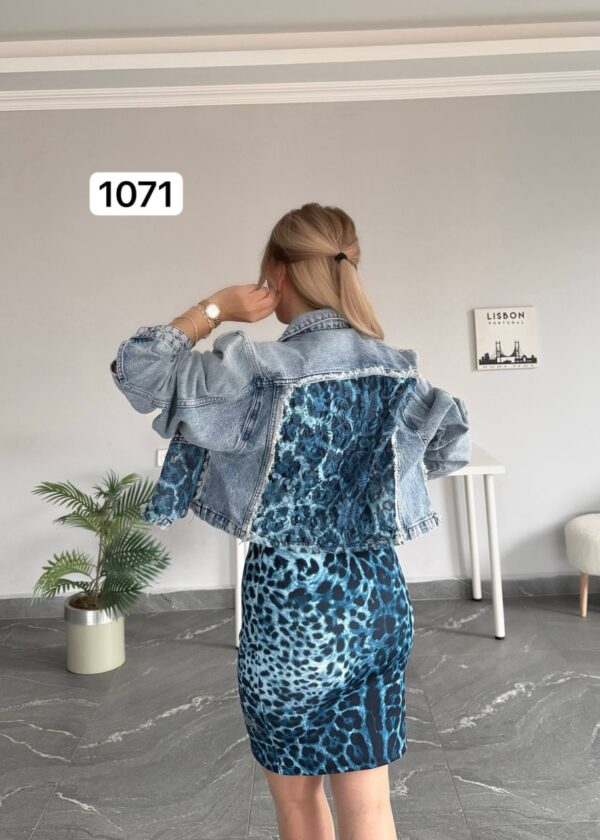 Leopard Print Mini Dress and Denim Jacket Set