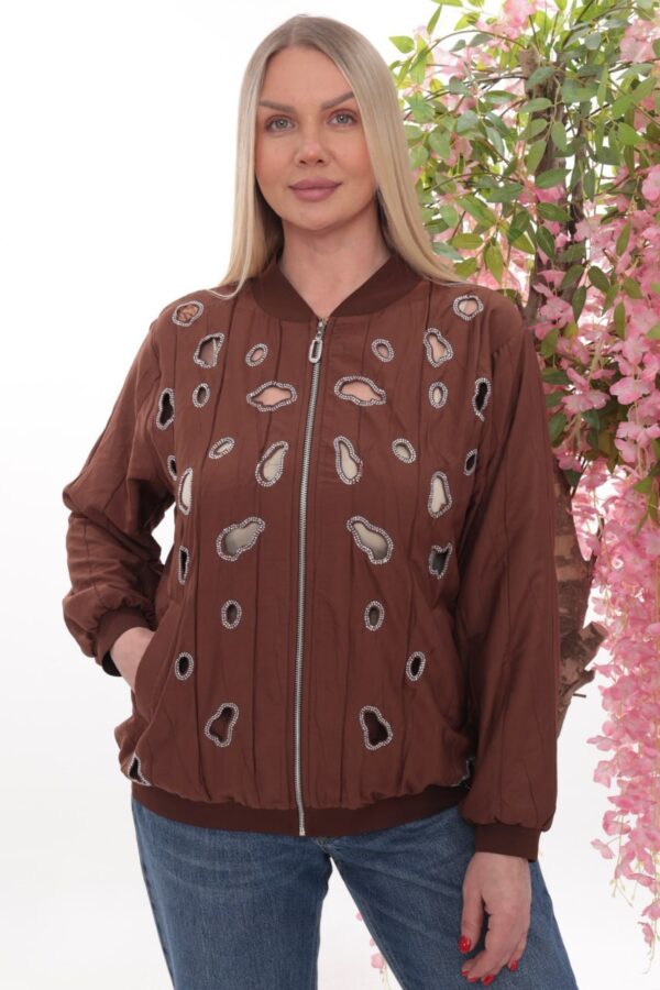 Wholesale Embellished Cutout Bomber Jacket