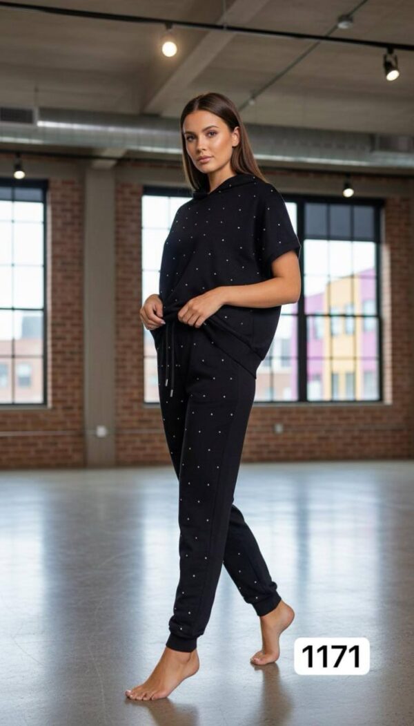 Studded Knit Short-Sleeve Loungewear Set