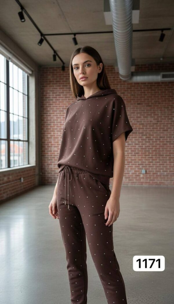 Studded Knit Short-Sleeve Loungewear Set