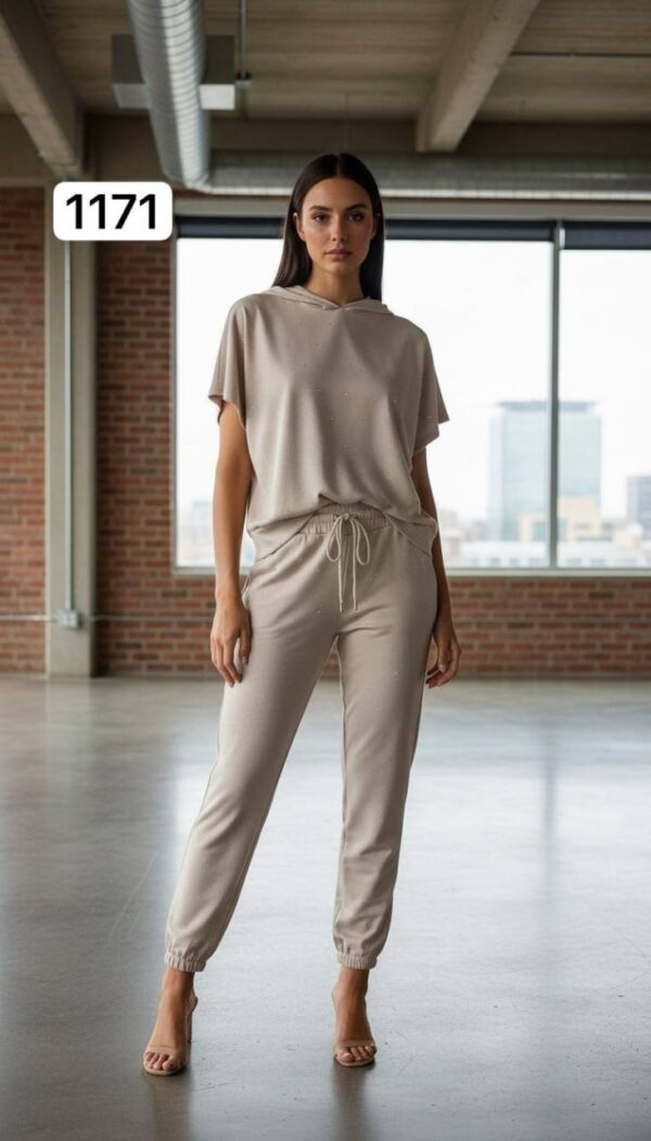 Studded Knit Short-Sleeve Loungewear Set