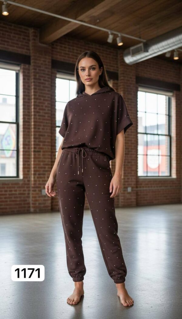 Studded Knit Short-Sleeve Loungewear Set