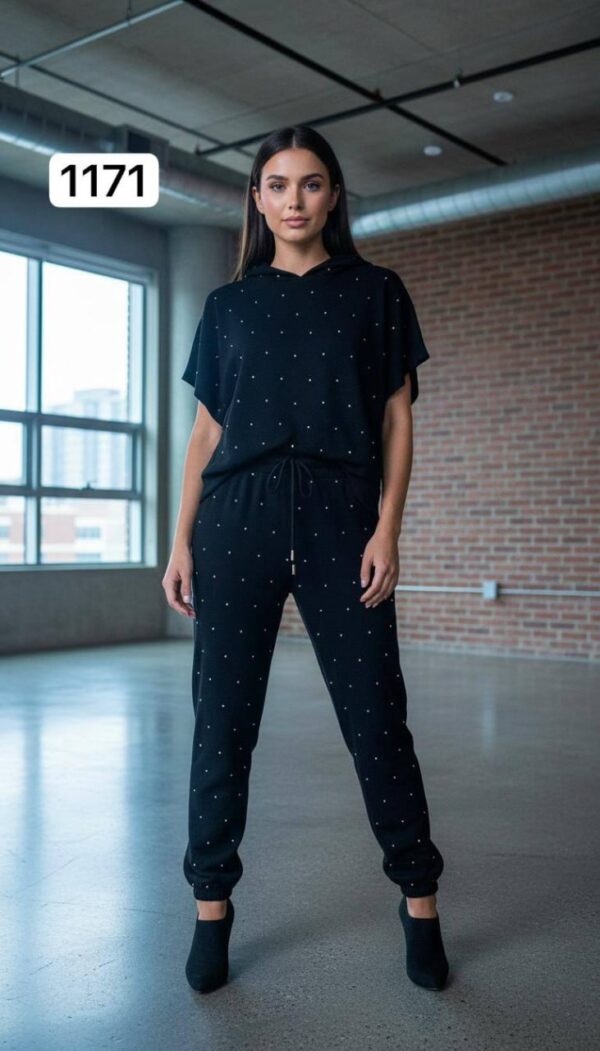 Studded Knit Short-Sleeve Loungewear Set