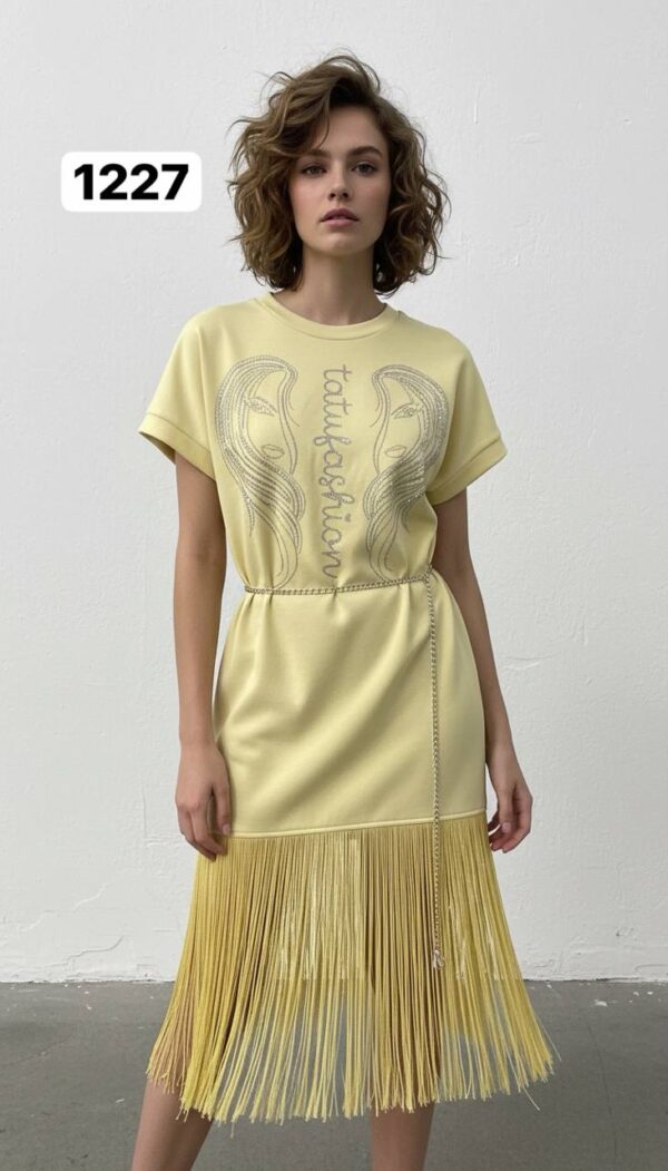 Wholesale Embellished Fringe Hem T-Shirt Dress