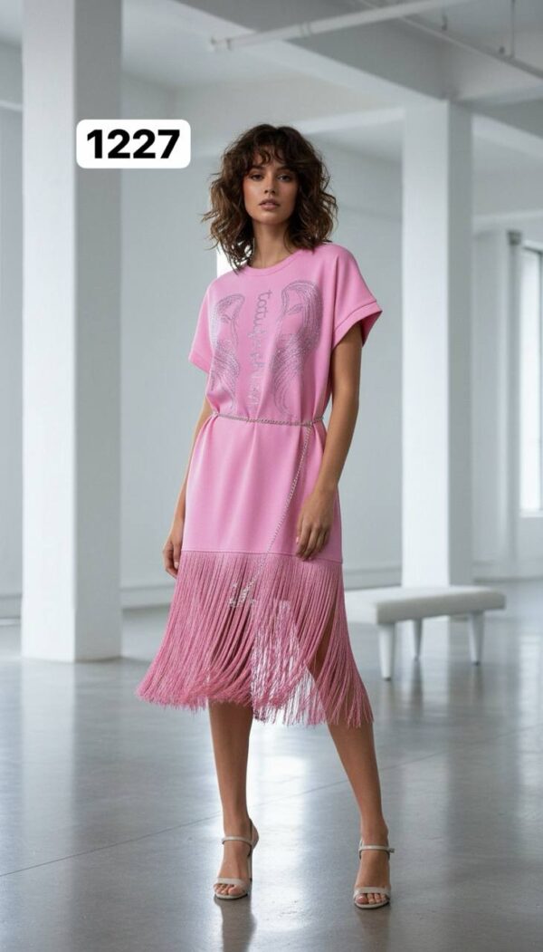 Wholesale Embellished Fringe Hem T-Shirt Dress