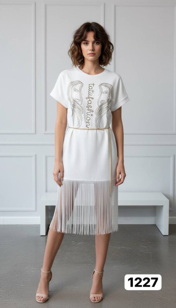 Wholesale Embellished Fringe Hem T-Shirt Dress