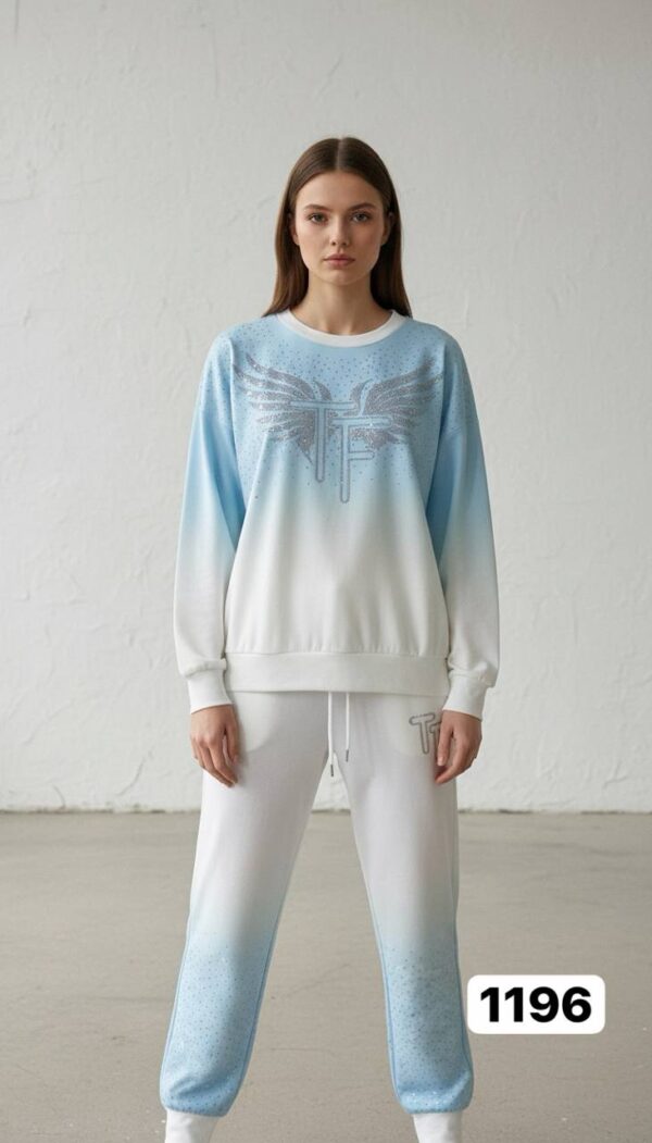 Ombre Rhinestone Embellished Tracksuit Set