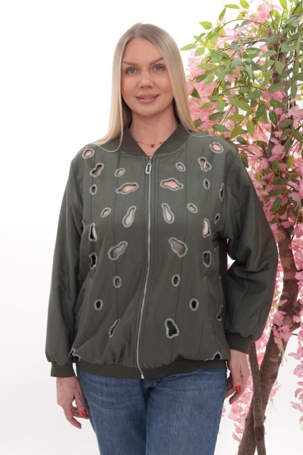 Wholesale Embellished Cutout Bomber Jacket
