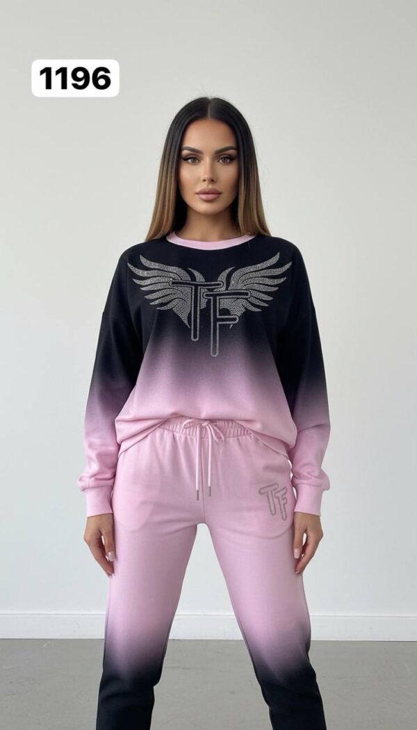 Ombre Rhinestone Embellished Tracksuit Set