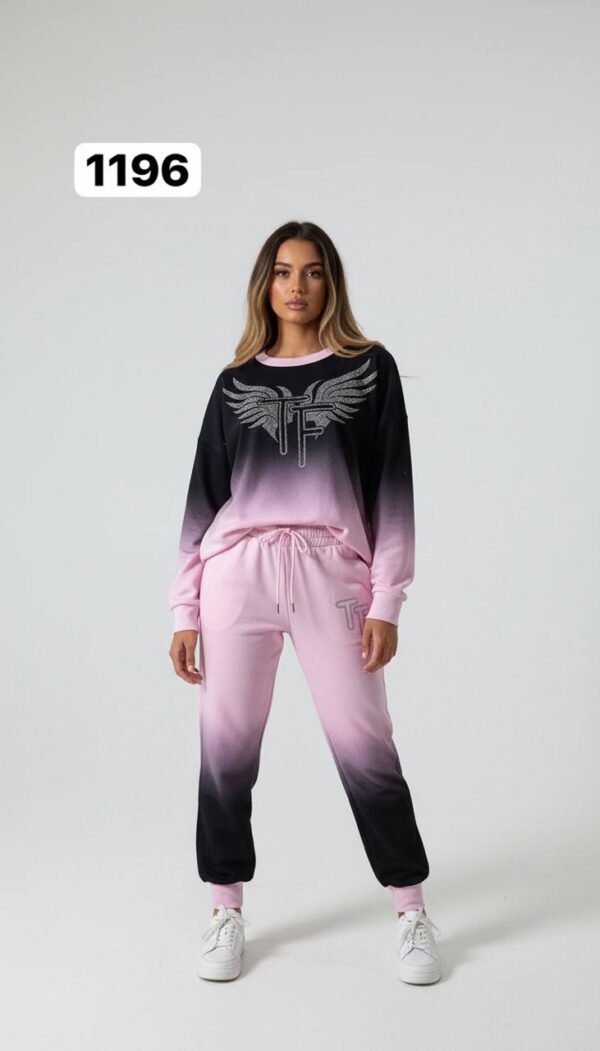Ombre Rhinestone Embellished Tracksuit Set