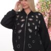 Wholesale Embellished Cutout Bomber Jacket