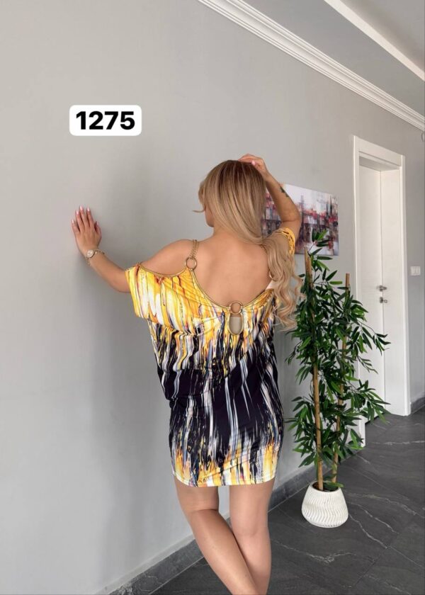 Butterfly Print Cold Shoulder Wholesale Tunic Dress