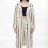 Striped Raw-Edge Hooded Duster Cardigan