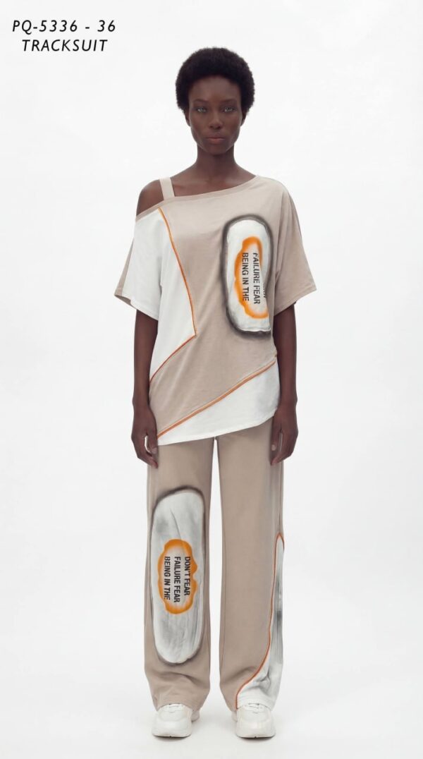 Asymmetrical Graphic Print Tracksuit Set