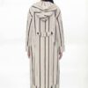 Striped Raw-Edge Hooded Duster Cardigan