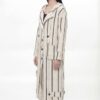Striped Raw-Edge Hooded Duster Cardigan
