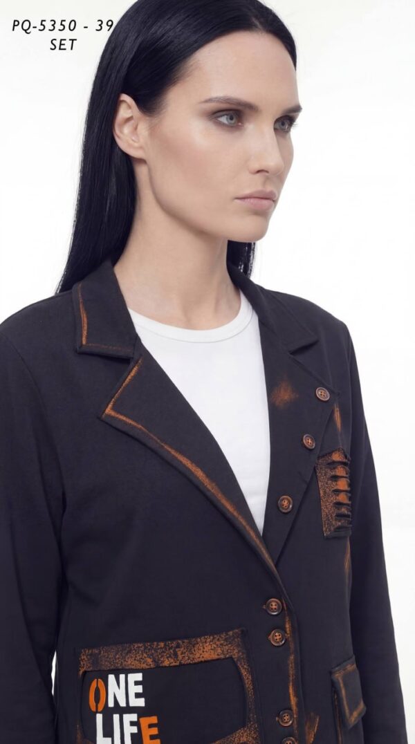 Punk-Inspired Graphic Print Blazer & Trouser Set