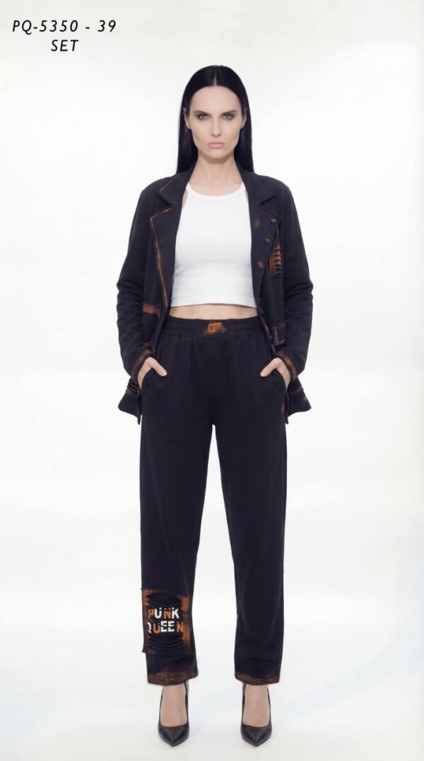 Punk-Inspired Graphic Print Blazer & Trouser Set