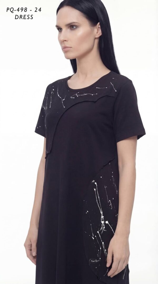 Asymmetric Splatter Print Midi Dress