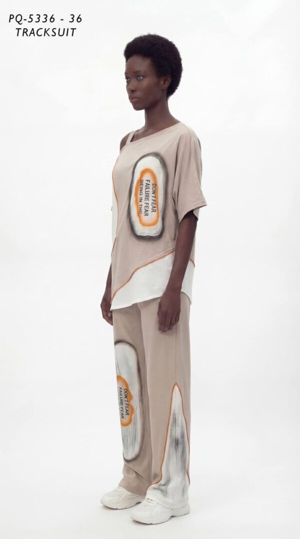 Asymmetrical Graphic Print Tracksuit Set