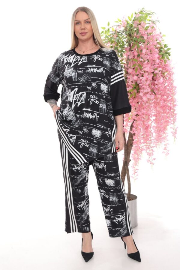 Graffiti Print Sporty Two-Piece Set