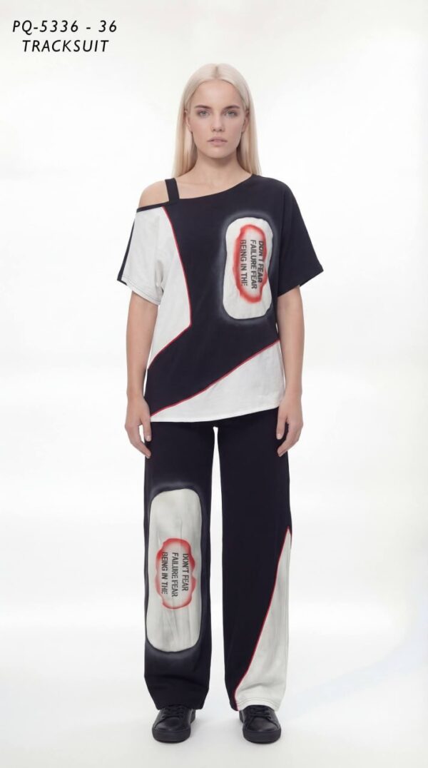 Asymmetrical Graphic Print Tracksuit Set
