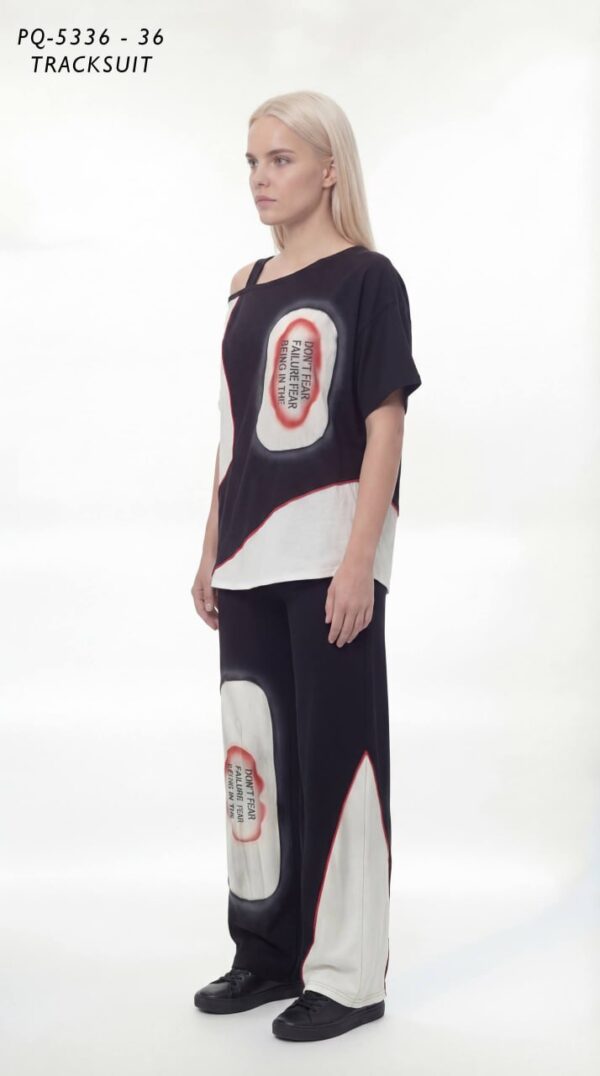 Asymmetrical Graphic Print Tracksuit Set