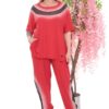 Rhinestone Embellished Mesh Panel Loungewear Set