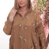 Floral Embroidered Crinkle Hooded Jacket