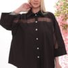 Wholesale Rhinestone Embellished Sheer Panel Tunic Shirt