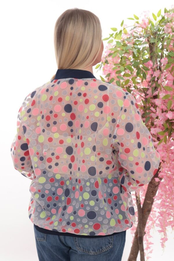 Wholesale Multicolor Polka Dot Sheer Bomber Jacket