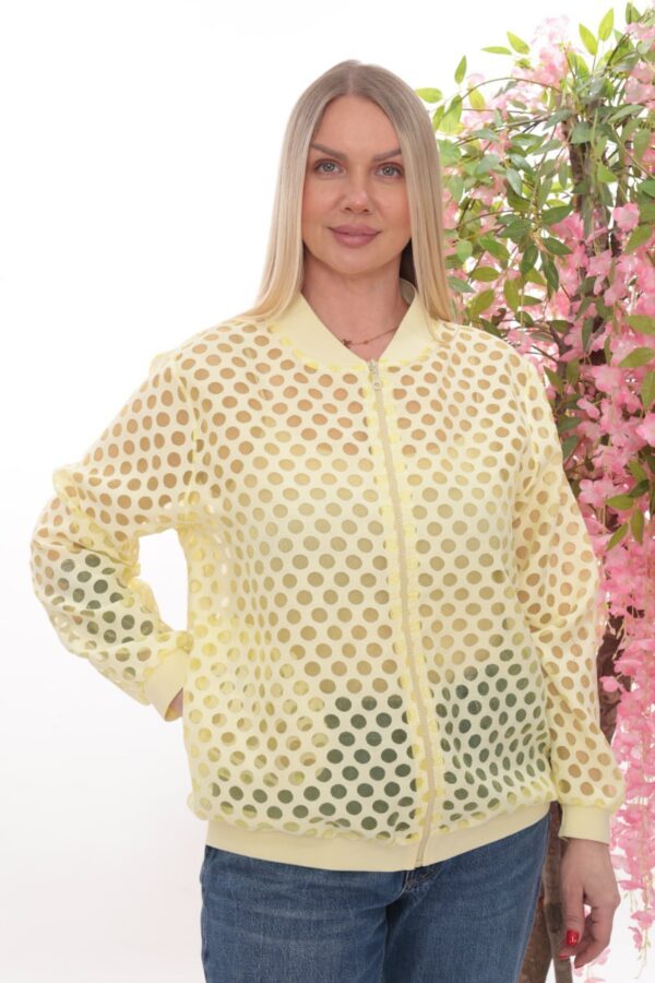 Wholesale Multicolor Polka Dot Sheer Bomber Jacket