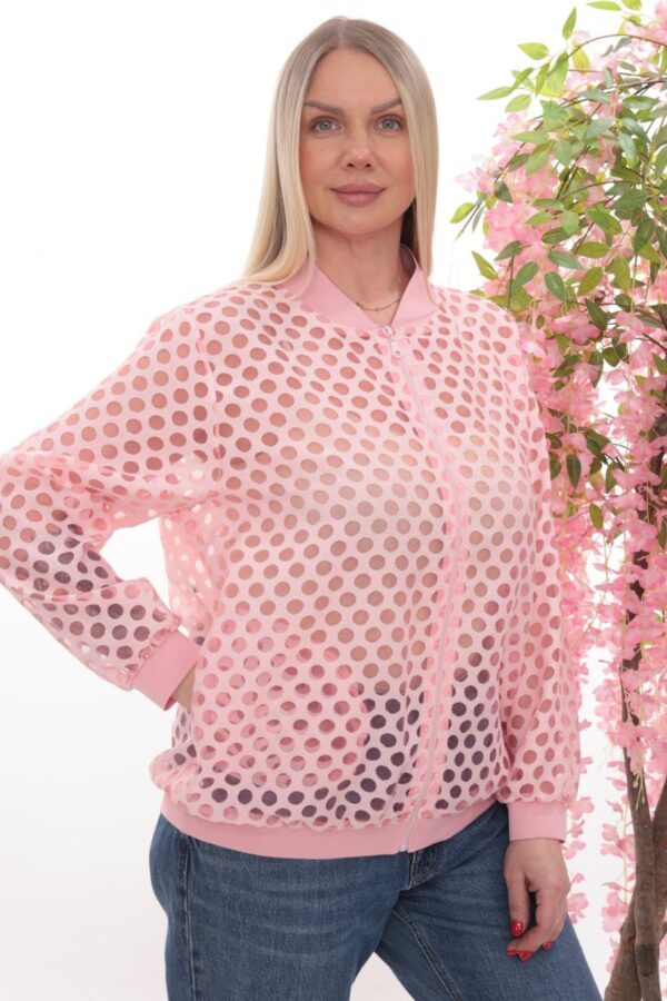 Wholesale Multicolor Polka Dot Sheer Bomber Jacket