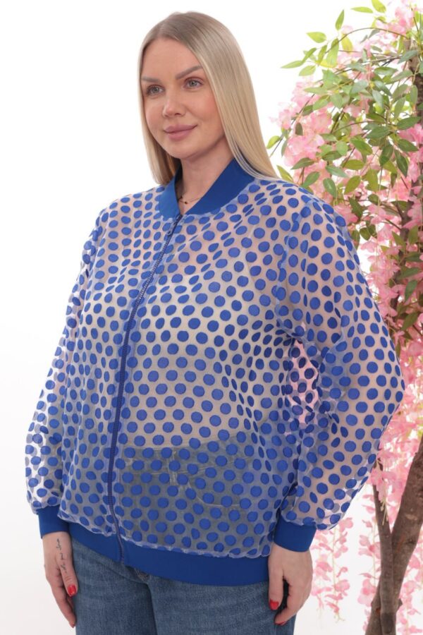 Wholesale Multicolor Polka Dot Sheer Bomber Jacket