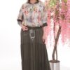 Artistic Print Bomber Jacket and Tiered Maxi Skirt Set