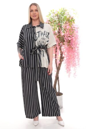 Wholesale Striped Graphic Print Two-Piece Co-ord Set