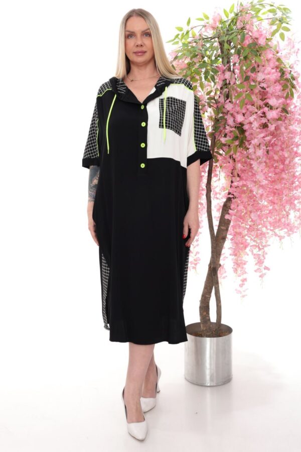 Hooded Sporty Color-Block Midi Dress