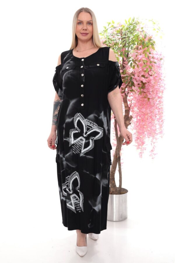 Urban Graphic Print Cold Shoulder Maxi Dress