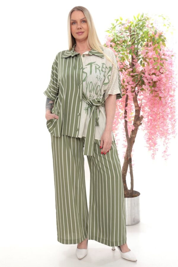 Wholesale Striped Graphic Print Two-Piece Co-ord Set