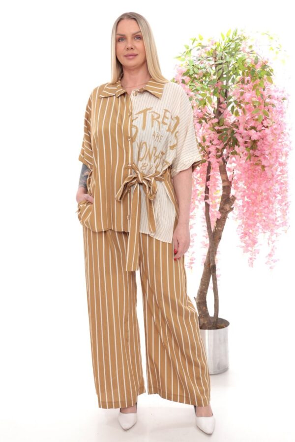 Wholesale Striped Graphic Print Two-Piece Co-ord Set