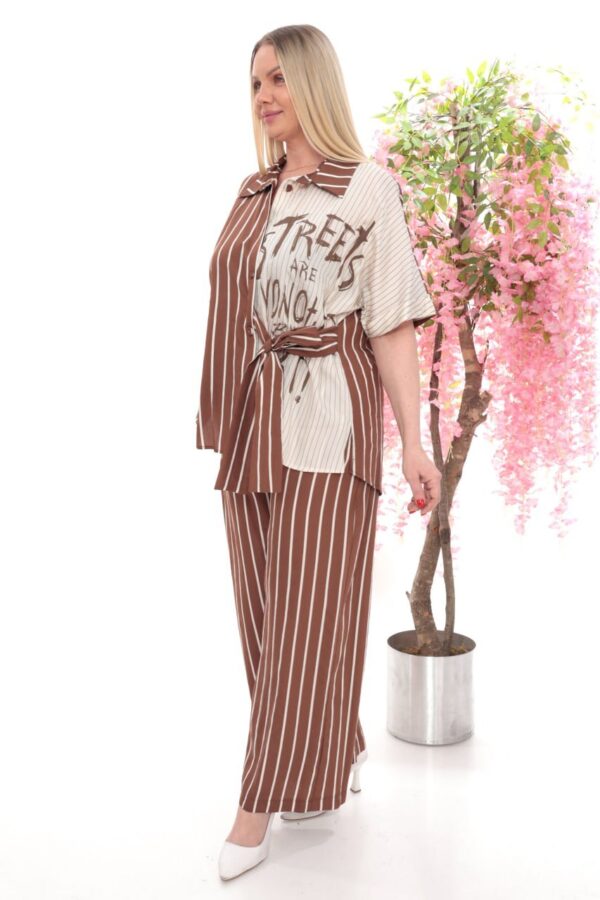 Wholesale Striped Graphic Print Two-Piece Co-ord Set