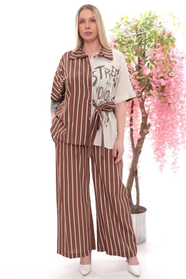 Wholesale Striped Graphic Print Two-Piece Co-ord Set