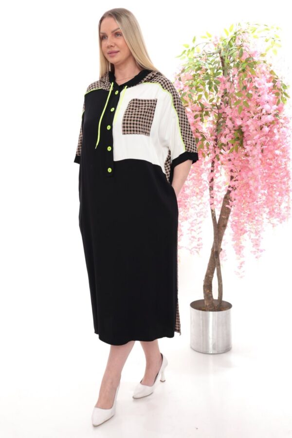 Hooded Sporty Color-Block Midi Dress