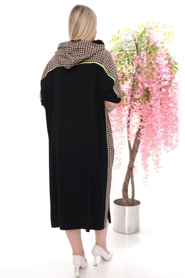 Hooded Sporty Color-Block Midi Dress