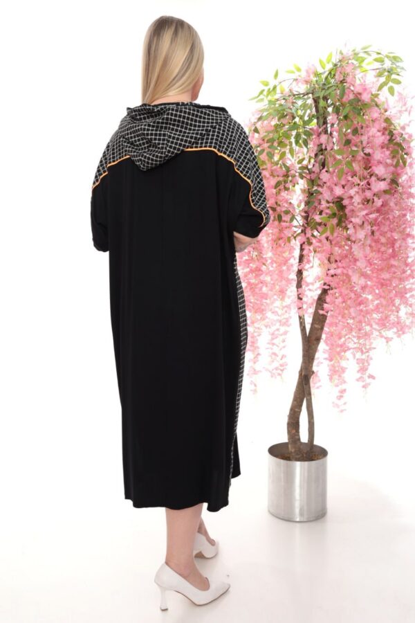 Hooded Sporty Color-Block Midi Dress